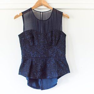 NWOT BCBG Navy Blue Peplum Top